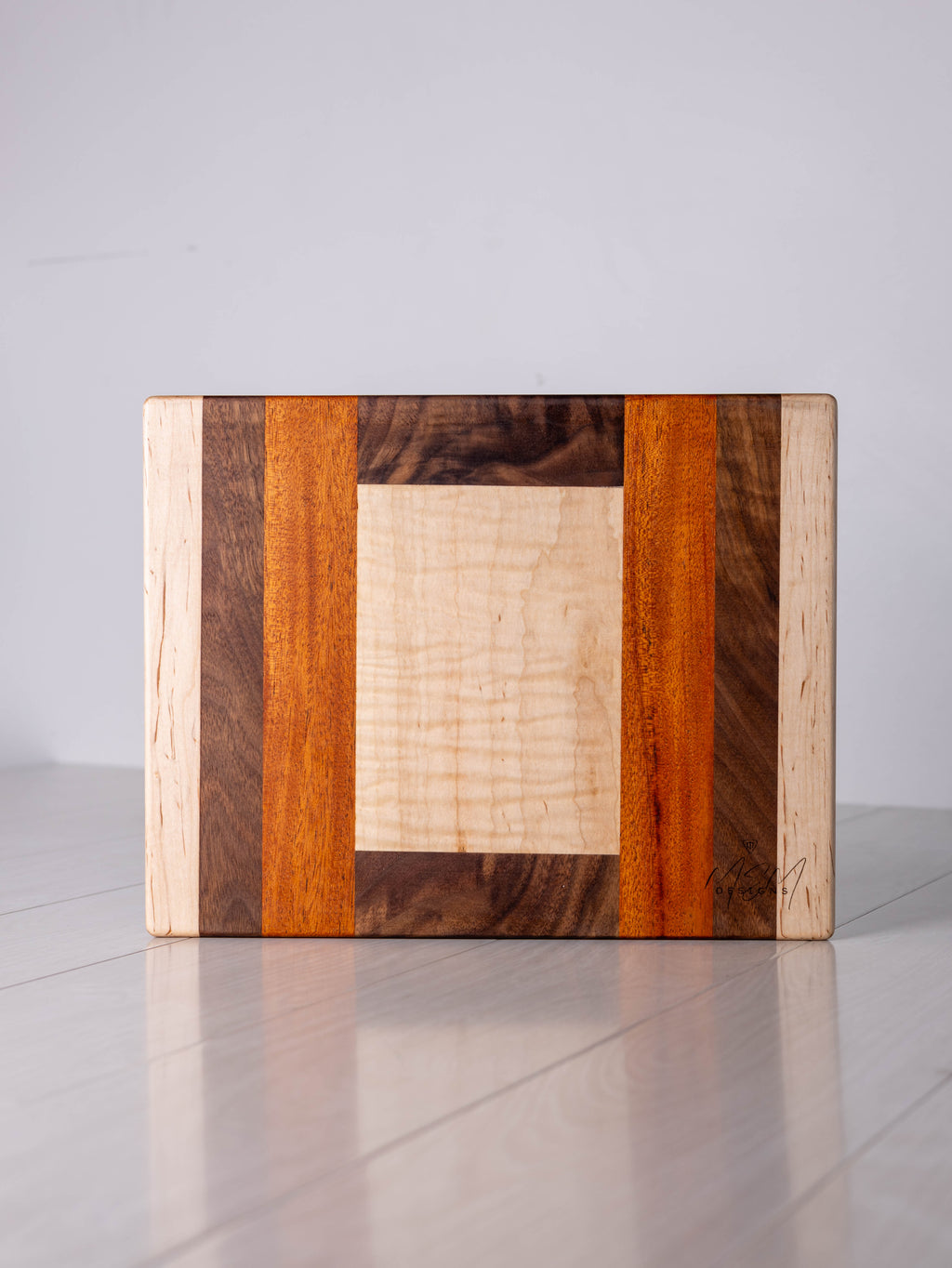Maple/Walnut/Mahogany w/ Red Oak inlay Cutting Board